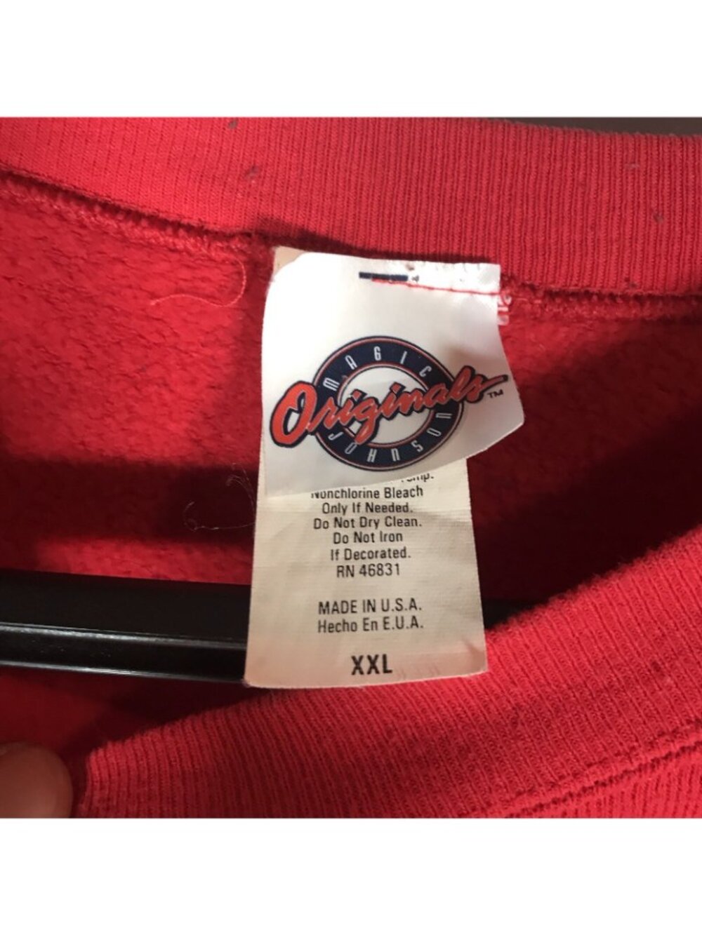 Vtg Magic Johnson Originals Chicago Blackhawks Sweatshirt XXL Red NHL Official - Picture 4 of 5